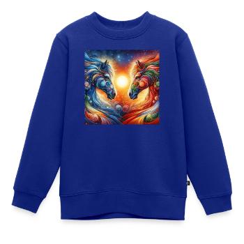 Pferd Lieblingstier - Kinder Premium Organic Sweatshirt - Royalblau - Vorne - AI Model Kid Female (0cm)