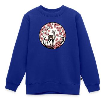 Frühling Rehkitz Hartriegel - Kinder Premium Organic Sweatshirt - Royalblau - Vorne - AI Model Kid Female (0cm)