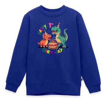 Dino-Milbe Erster Geburtstag - Kinder Premium Organic Sweatshirt - Royalblau - Vorne - AI Model Kid Female (0cm)