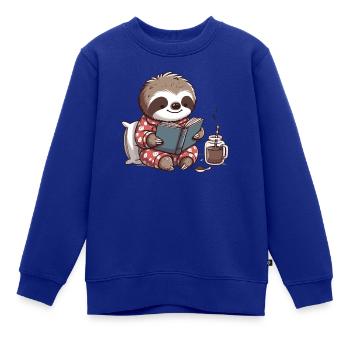 süßes niedliches Faultier Pyjama Bücher Schlafen - Kinder Premium Organic Sweatshirt - Royalblau - Vorne - AI Model Kid Female (0cm)