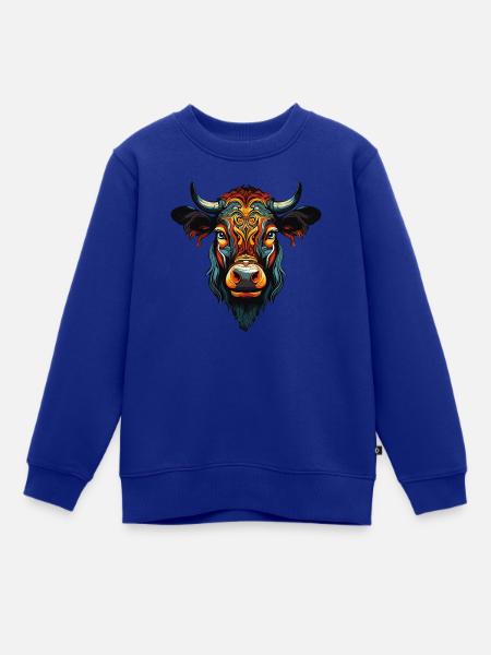 rind kuh - Kinder Premium Organic Sweatshirt - Royalblau