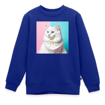 Weiße Katze mit Pastellfarben - Kinder Premium Organic Sweatshirt - Royalblau - Vorne - AI Model Kid Female (0cm)