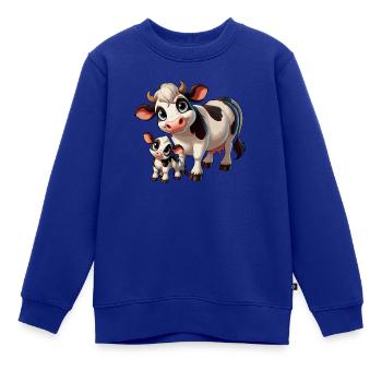 Kuh mit Kind - Kinder Premium Organic Sweatshirt - Royalblau - Vorne - AI Model Kid Female (0cm)