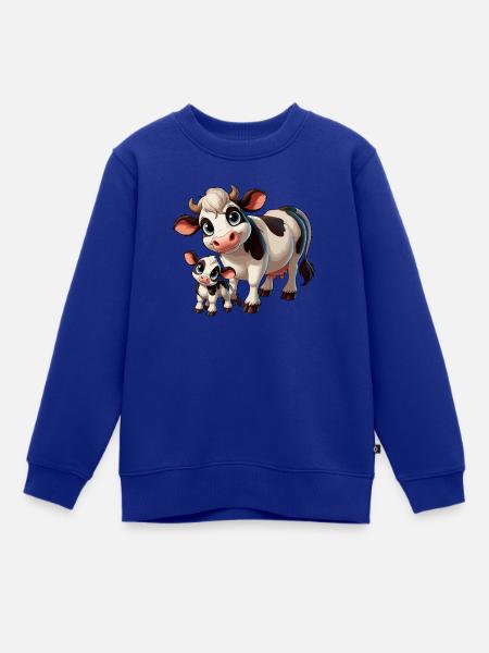 Kuh mit Kind - Kinder Premium Organic Sweatshirt - Royalblau
