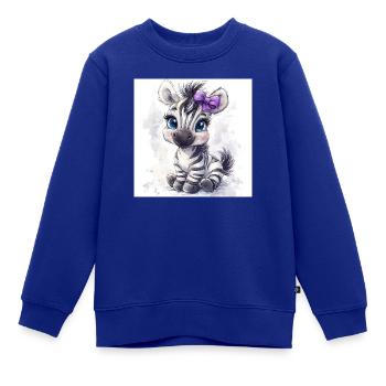 Süßes Zebra für Mädchen - Kinder Premium Organic Sweatshirt - Royalblau - Vorne - AI Model Kid Female (0cm)