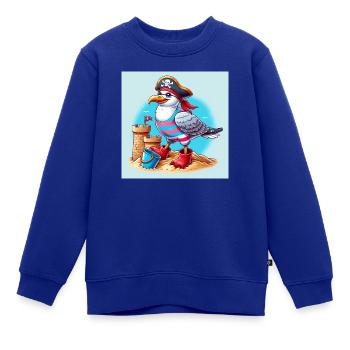 Kinder-Piraten-Möwe mit Sandburg und Eimer - Kinder Premium Organic Sweatshirt - Royalblau - Vorne - AI Model Kid Female (0cm)
