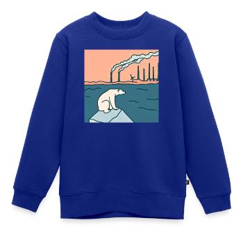 Bedrohte Tiere, Eisbär-Illustration, Erderwärmung - Kinder Premium Organic Sweatshirt - Royalblau - Vorne - AI Model Kid Female (0cm)