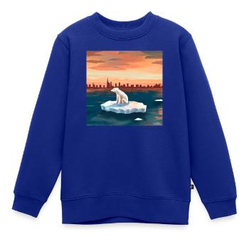 Bedrohte Tiere, Eisbär-Illustration, Erderwärmung - Kinder Premium Organic Sweatshirt - Royalblau - Vorne - AI Model Kid Female (0cm)