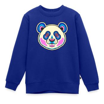 Panda Retro Vintage - Kinder Premium Organic Sweatshirt - Royalblau - Vorne - AI Model Kid Female (0cm)