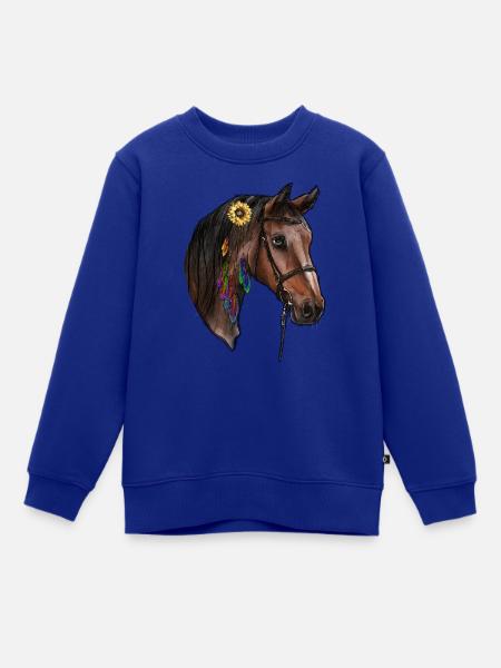 Aquarell Pferd - Kinder Premium Organic Sweatshirt - Royalblau