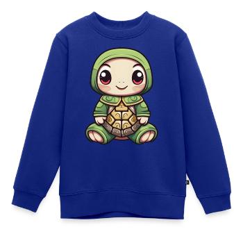 Schildkröten Design grün Gelb - Kinder Premium Organic Sweatshirt - Royalblau - Vorne - AI Model Kid Female (0cm)