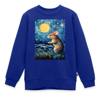 Van Gogh Maus - Kinder Premium Organic Sweatshirt - Royalblau - Vorne - AI Model Kid Female (0cm)