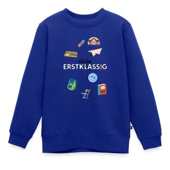 Erstklassig - der Hingucker bei jedem Erstklässler - Kinder Premium Organic Sweatshirt - Royalblau - Vorne - AI Model Kid Female (0cm)
