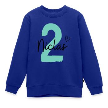 Niclas 2 - Kinder Premium Organic Sweatshirt - Royalblau - Vorne - AI Model Kid Female (0cm)