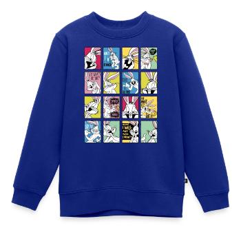 Looney Tunes Bugs Bunny Kacheln - Kinder Premium Organic Sweatshirt - Royalblau - Vorne - AI Model Kid Female (0cm)