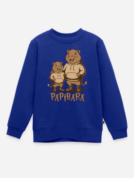Papibara Papi Capybara Vater Lustig Papa Vatertag - Kinder Premium Organic Sweatshirt - Royalblau