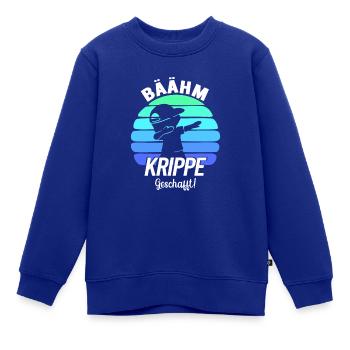 Kinderkrippe Geschafft Krippe Geschafft - Kinder Premium Organic Sweatshirt - Royalblau - Vorne - AI Model Kid Female (0cm)
