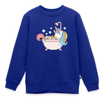 Einhorn in der Badewanne - Kinder Premium Organic Sweatshirt - Royalblau - Vorne - AI Model Kid Female (0cm)