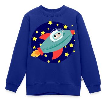 Rakete Astronaut Weltall - Kinder Premium Organic Sweatshirt - Royalblau - Vorne - AI Model Kid Female (0cm)