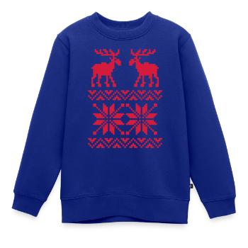 Elch-Muster-Weihnachtspullover - Kinder Premium Organic Sweatshirt - Royalblau - Vorne - AI Model Kid Female (0cm)