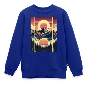 Hills Sunset - Vintage - Kinder Premium Organic Sweatshirt - Royalblau - Vorne - AI Model Kid Female (0cm)
