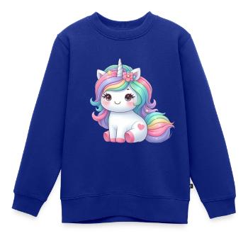Einhorn Silver - Kinder Premium Organic Sweatshirt - Royalblau - Vorne - AI Model Kid Female (0cm)