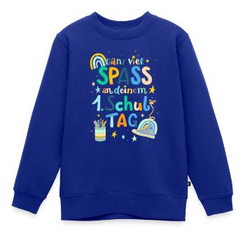 Erster Schultag - Kinder Premium Organic Sweatshirt - Royalblau - Vorne - AI Model Kid Female (0cm)
