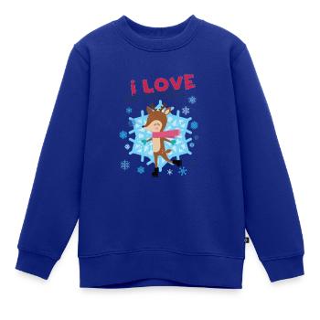 I Love Ice Skating Eis Schlittschuhe Eisläuferin - Kinder Premium Organic Sweatshirt - Royalblau - Vorne - AI Model Kid Female (0cm)