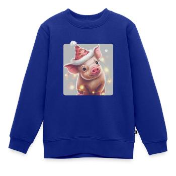 Ferkel mit Weihnachtsmütze - Kinder Premium Organic Sweatshirt - Royalblau - Vorne - AI Model Kid Female (0cm)