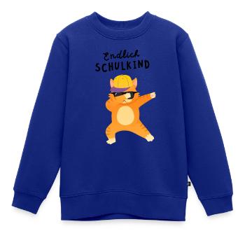 Endlich Schulkind Katze Dab Einschulung - Kinder Premium Organic Sweatshirt - Royalblau - Vorne - AI Model Kid Female (0cm)