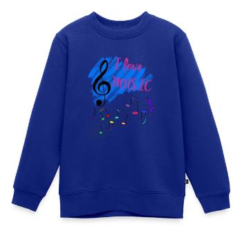 Ich liebe Musik Notenschlüssel - Kinder Premium Organic Sweatshirt - Royalblau - Vorne - AI Model Kid Female (0cm)