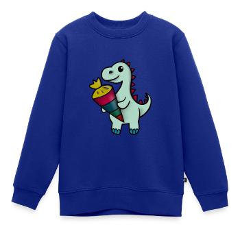 Dino mit Schultüte - Kinder Premium Organic Sweatshirt - Royalblau - Vorne - AI Model Kid Female (0cm)