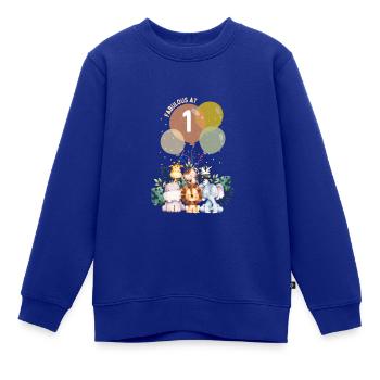 fabelhafter erster Kinder Geburtstag Tiere Safari - Kinder Premium Organic Sweatshirt - Royalblau - Vorne - AI Model Kid Female (0cm)
