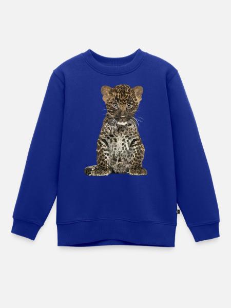 Leopard - Kinder Premium Organic Sweatshirt - Royalblau