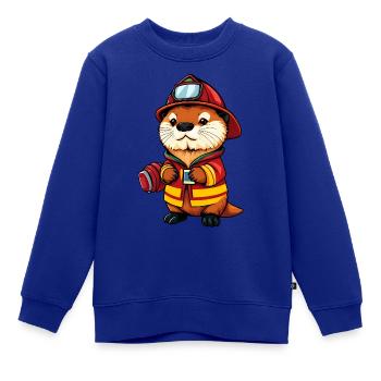 Feuerwehrmann Biber bereit für den Einsatz - Kinder Premium Organic Sweatshirt - Royalblau - Vorne - AI Model Kid Female (0cm)