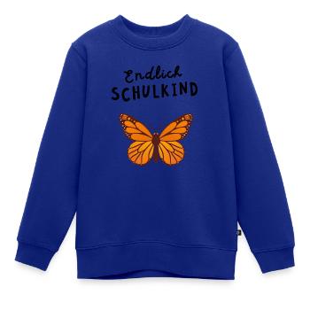 Endlich Schulkind Schmetterling Einschulung - Kinder Premium Organic Sweatshirt - Royalblau - Vorne - AI Model Kid Female (0cm)