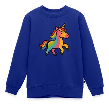 Buntes Einhorn - Kinder Premium Organic Sweatshirt - Royalblau - Vorne - AI Model Kid Female (0cm)
