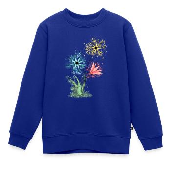 Flowers - Bunte Blumen - Kinder Premium Organic Sweatshirt - Royalblau - Vorne - AI Model Kid Female (0cm)