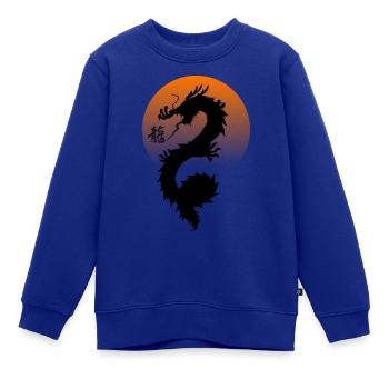 Drache Asien China - Kinder Premium Organic Sweatshirt - Royalblau - Vorne - AI Model Kid Female (0cm)