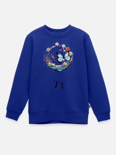 Schönes Schmetterlings Design im Blumenring - Kinder Premium Organic Sweatshirt - Royalblau