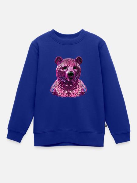 bär,pailletten,pinker bär,glänzend - Kinder Premium Organic Sweatshirt - Royalblau