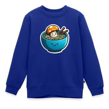 Eine Nudelsuppe mit Pilz im Kawaii Style - Kinder Premium Organic Sweatshirt - Royalblau - Vorne - AI Model Kid Female (0cm)
