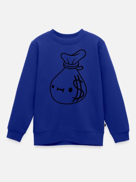 Comic Gesicht Geld Sack - Kinder Premium Organic Sweatshirt - Royalblau