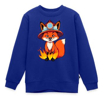 Rätselhafter Fuchs mit loderndem Hut - Kinder Premium Organic Sweatshirt - Royalblau - Vorne - AI Model Kid Female (0cm)