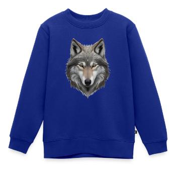Wolfskopf - Kinder Premium Organic Sweatshirt - Royalblau - Vorne - AI Model Kid Female (0cm)