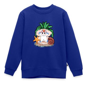 Einhorn Thron Muschel Geschenk Weihnachten - Kinder Premium Organic Sweatshirt - Royalblau - Vorne - AI Model Kid Female (0cm)