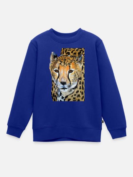 Gepard Zeichnung - Kinder Premium Organic Sweatshirt - Royalblau