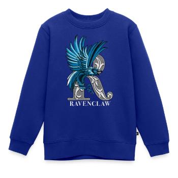 Harry Potter Ravenclaw Silver Monochrom - Kinder Premium Organic Sweatshirt - Royalblau - Vorne - AI Model Kid Female (0cm)