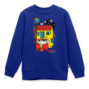 Pippi Langstrumpf Villa Kunterbunt - Kinder Premium Organic Sweatshirt - Royalblau - Vorne - AI Model Kid Female (0cm)