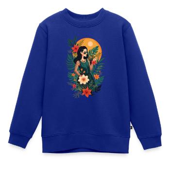 Frau in den Tropen - Kinder Premium Organic Sweatshirt - Royalblau - Vorne - AI Model Kid Female (0cm)